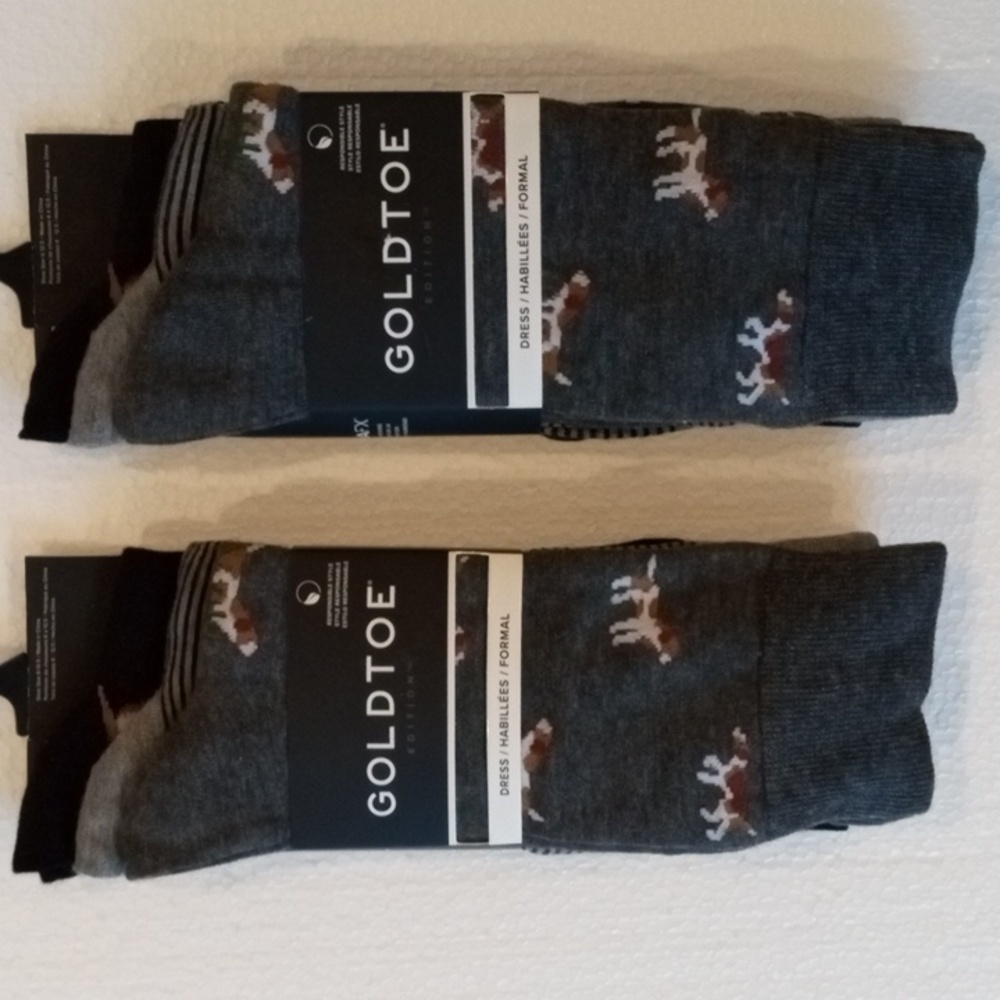 Six Gold Toe Charcoal and Black  Socks